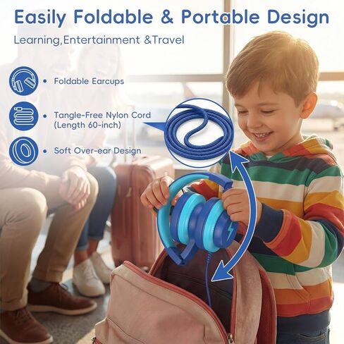 Kids Headphones for School, USB C Headphones for Kids, 85dB Safe Volume, HD Stereo Sound, Comfortable Fit, Adjustable & Foldable,Ideal for Learning/ Travel (Gradient Deep Pink, Without Microphone） in Kuwait
