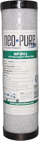 Neo-Pure 10" SlimLine Water Filter Housing with Clear Sump and Flat White Cap, 1/2" FNPT Connections, No Pressure Relief, Compatible with Standard 10" x 2.5" Cartridges (FHSL-1050FWC0) in Kuwait