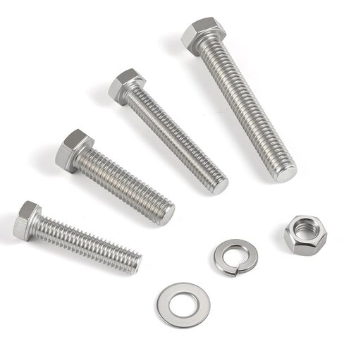 6Sets 3/8-16 x 5 Hex Head Screw Bolt,Nuts,Flat Washer Kit 304 Stainless Steel 18-8 Full Threaded,for Home Repairs in Kuwait