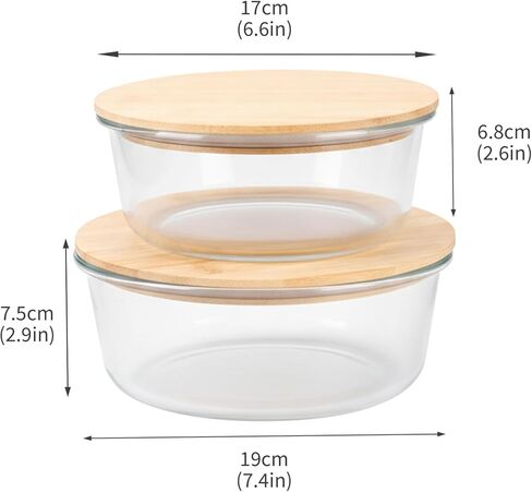 صندوق حماية عجينة البيتزا، حاوية تخزين بيتزا الطعام مع غطاء خشبي محكم، وعاء زجاجي قابل للتكديس، حاوية مقاومة للعجين المخمر، ملحقات صنع البيتزا، 950 مل و1300 مل، عبوتان، شفاف in Kuwait