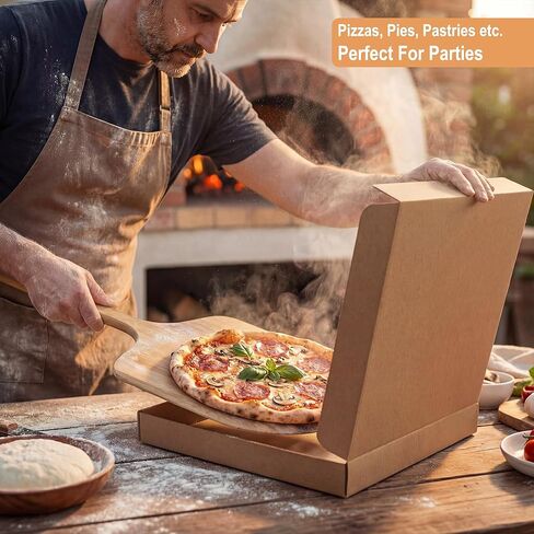 ألواح + علب بيتزا 12 × 12 × 1.75 بوصة (10 عبوات) | علب بيتزا من الورق المقوى المموج كرافت | حافظ على البيتزا والمخبوزات محلية الصنع ساخنة ومشبعة بالبخار in Kuwait