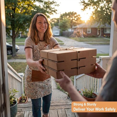 ألواح + علب بيتزا 12 × 12 × 1.75 بوصة (10 عبوات) | علب بيتزا من الورق المقوى المموج كرافت | حافظ على البيتزا والمخبوزات محلية الصنع ساخنة ومشبعة بالبخار in Kuwait