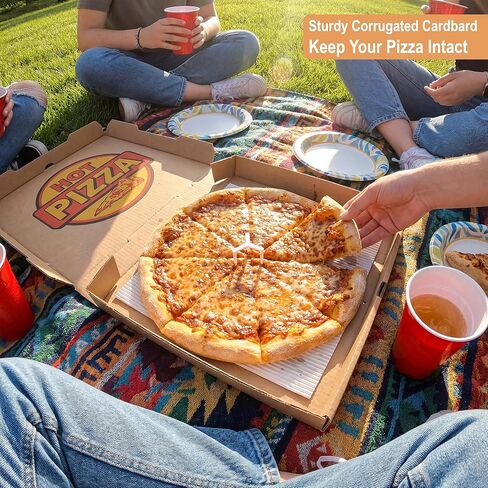 ألواح + علب بيتزا 12 × 12 × 1.75 بوصة (10 عبوات) | علب بيتزا من الورق المقوى المموج كرافت | حافظ على البيتزا والمخبوزات محلية الصنع ساخنة ومشبعة بالبخار in Kuwait