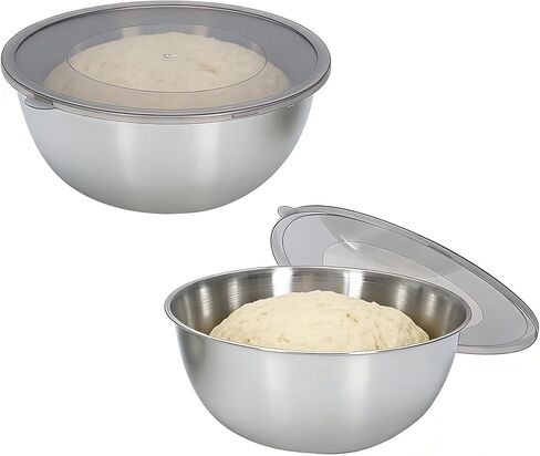 عبوتان من حاوية تدقيق عجينة البيتزا، صندوق تدقيق العجين المستدير من الفولاذ المقاوم للصدأ مع غطاء شفاف، حاوية تخزين البيتزا للتخمير البارد، وارتفاع الخبز، وإعداد الثلاجة، والخبازين المنزليين in Kuwait