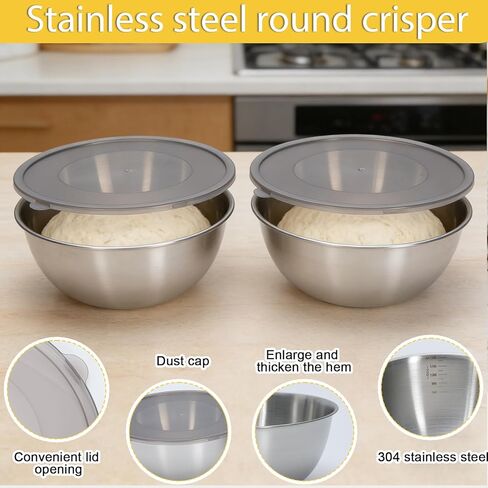 عبوتان من حاوية تدقيق عجينة البيتزا، صندوق تدقيق العجين المستدير من الفولاذ المقاوم للصدأ مع غطاء شفاف، حاوية تخزين البيتزا للتخمير البارد، وارتفاع الخبز، وإعداد الثلاجة، والخبازين المنزليين in Kuwait