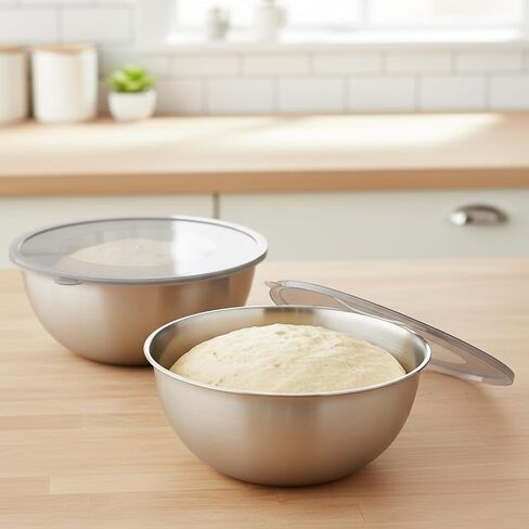 عبوتان من حاوية تدقيق عجينة البيتزا، صندوق تدقيق العجين المستدير من الفولاذ المقاوم للصدأ مع غطاء شفاف، حاوية تخزين البيتزا للتخمير البارد، وارتفاع الخبز، وإعداد الثلاجة، والخبازين المنزليين in Kuwait