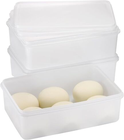 صندوق تدقيق عجينة البيتزا، عبوة مكونة من 3 حاويات تدقيق قابلة للتكديس مع أغطية، تناسب 4 كرات بيتزا (12.6 × 8.7 بوصة)، صندوق عجينة احترافي للفردج والمطبخ والنزهة (صغير) in Kuwait