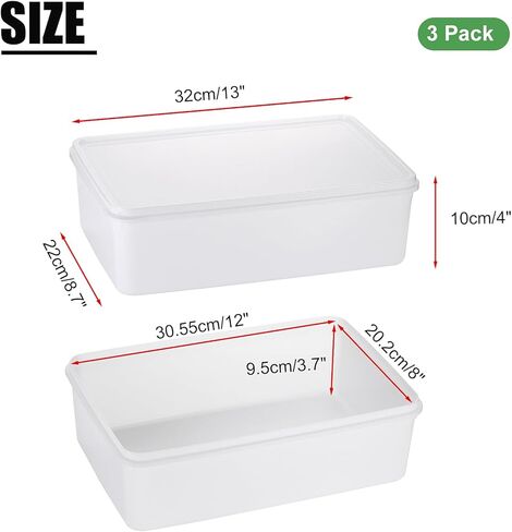 صندوق تدقيق عجينة البيتزا، عبوة مكونة من 3 حاويات تدقيق قابلة للتكديس مع أغطية، تناسب 4 كرات بيتزا (12.6 × 8.7 بوصة)، صندوق عجينة احترافي للفردج والمطبخ والنزهة (صغير) in Kuwait