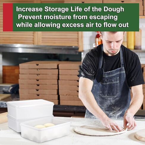 صندوق تدقيق عجينة البيتزا، عبوة مكونة من 3 حاويات تدقيق قابلة للتكديس مع أغطية، تناسب 4 كرات بيتزا (12.6 × 8.7 بوصة)، صندوق عجينة احترافي للفردج والمطبخ والنزهة (صغير) in Kuwait