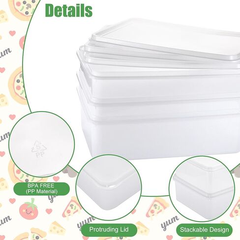 صندوق تدقيق عجينة البيتزا، عبوة مكونة من 3 حاويات تدقيق قابلة للتكديس مع أغطية، تناسب 4 كرات بيتزا (12.6 × 8.7 بوصة)، صندوق عجينة احترافي للفردج والمطبخ والنزهة (صغير) in Kuwait