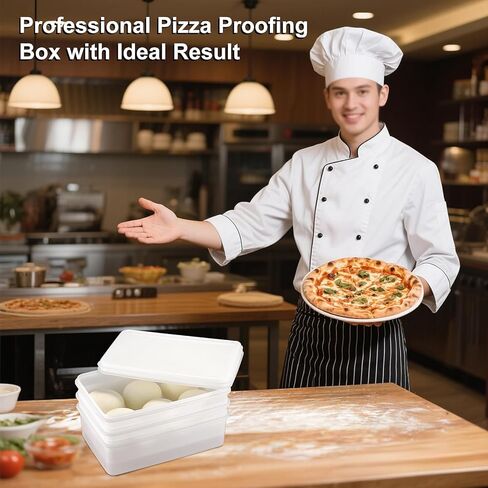 صندوق تدقيق عجينة البيتزا، عبوة مكونة من 3 حاويات تدقيق قابلة للتكديس مع أغطية، تناسب 4 كرات بيتزا (12.6 × 8.7 بوصة)، صندوق عجينة احترافي للفردج والمطبخ والنزهة (صغير) in Kuwait