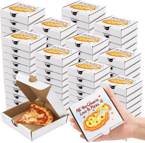 Lawei 100 Pack Mini Pizza Boxes, 3.5 x 3.5 x 0.78 Inch Small Square Cardboard Pizza Box, White Individual Pizza Party Favor Gift Boxes for Elf Cookies, Gummy Candies, Mini Pies, Wedding, Birthdays in Saudi Arabia