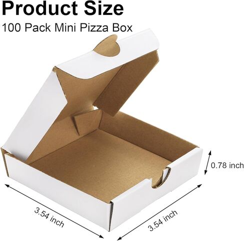 Lawei 100 Pack Mini Pizza Boxes, 3.5 x 3.5 x 0.78 Inch Small Square Cardboard Pizza Box, White Individual Pizza Party Favor Gift Boxes for Elf Cookies, Gummy Candies, Mini Pies, Wedding, Birthdays in Saudi Arabia