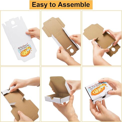 Lawei 100 Pack Mini Pizza Boxes, 3.5 x 3.5 x 0.78 Inch Small Square Cardboard Pizza Box, White Individual Pizza Party Favor Gift Boxes for Elf Cookies, Gummy Candies, Mini Pies, Wedding, Birthdays in Saudi Arabia