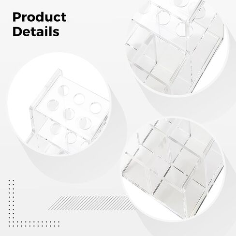 Generic Transparent Acrylic Dental Tool Organizer, with 12 Test Tube Holes, for Syringes, Braces, Spray Bottles and Cleaning Equipment, Compact in Saudi Arabia