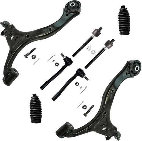 Detroit Axle-8pc مجموعة تعليق الطرف الأمامي لعام 2007-2017 Jeep Patriot Compass ، 2009-2012 Dodge Caliber ، 2 أذرع التحكم السفلية مع مفاصل الكرة 4 قضبان التعادل الداخلية والخارجية 2 قضبان التأثير in Kuwait