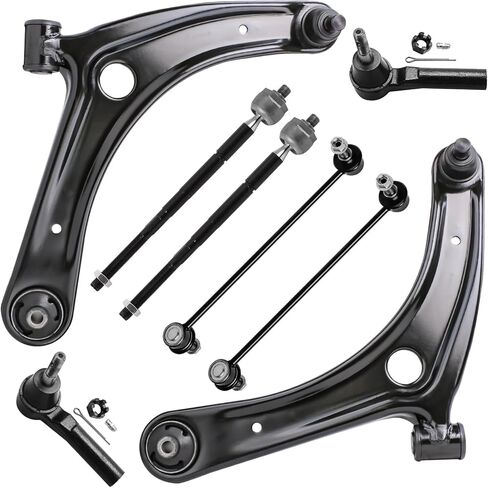 Detroit Axle-8pc مجموعة تعليق الطرف الأمامي لعام 2007-2017 Jeep Patriot Compass ، 2009-2012 Dodge Caliber ، 2 أذرع التحكم السفلية مع مفاصل الكرة 4 قضبان التعادل الداخلية والخارجية 2 قضبان التأثير in Saudi Arabia