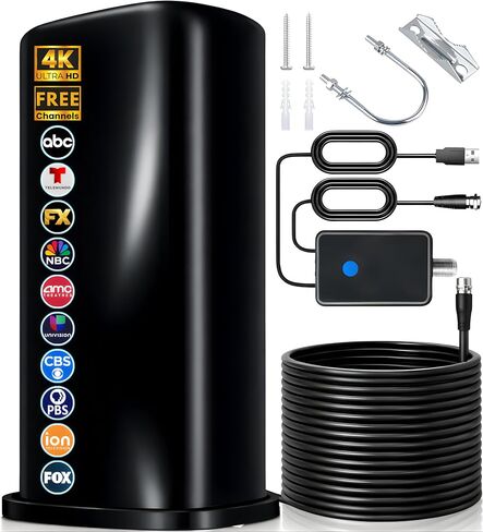 Great Digital TV Antenna, Magnetic Base for Installation, HD Indoor Antenna, Compatible with TVs in Kuwait