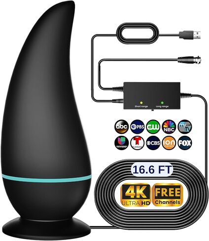 Great Digital TV Antenna, Magnetic Base for Installation, HD Indoor Antenna, Compatible with TVs in Kuwait