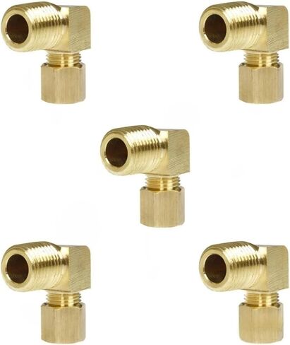 تركيب الكوع النحاسي 69CC - لجزء أنظمة ضاغط الهواء الهوائية 69CC-5Pack - 1/4" x 1/4" Tube OD x Male NPTF 90 درجة -65 درجة فهرنهايت إلى +250 درجة فهرنهايت 5 عبوات صفراء in Kuwait