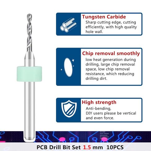 Twist Drill Bits,Metal Bit,1.5mm Import Mini PCB for Print Circuit Board Carbide CNC Drilling Set, Box in Kuwait
