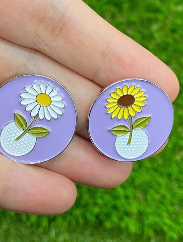 Flower Golf Ball Marker, Set of 5 with Magnetic Hat Clip – Iron Enamel Flower Golf Markers for Women – Daisy, Rose, Tulip, Sunflower & Lavender in Saudi Arabia