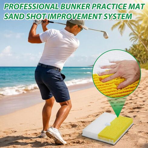 حصيرة تدريب الجولف Shappy Bunker مع مقبض، مدرب مصيدة رمل مزدوج مع محاكاة حفرة ضحلة وعميقة، 15.8 بوصة × 11.8 بوصة، حصيرة تقطيع للممارسة الداخلية والخارجية كهدية تدريب للمبتدئين in Saudi Arabia
