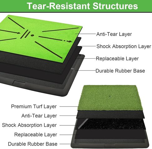 Golf Hitting Mat, with Extra Replaceable Golf Practice Mat for Swing Path Detection Batting Training 16"x12" with Tees, for Driving, Chipping, Indoor/Outdoor in Kuwait