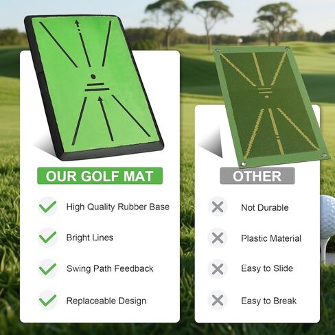 Golf Hitting Mat, with Extra Replaceable Golf Practice Mat for Swing Path Detection Batting Training 16"x12" with Tees, for Driving, Chipping, Indoor/Outdoor in Kuwait