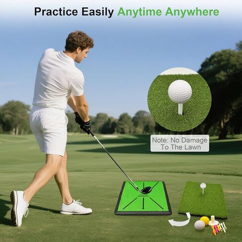 Golf Hitting Mat, with Extra Replaceable Golf Practice Mat for Swing Path Detection Batting Training 16"x12" with Tees, for Driving, Chipping, Indoor/Outdoor in Kuwait