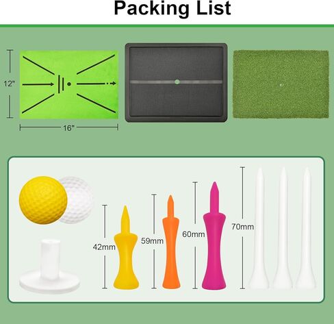 Golf Hitting Mat, with Extra Replaceable Golf Practice Mat for Swing Path Detection Batting Training 16"x12" with Tees, for Driving, Chipping, Indoor/Outdoor in Kuwait
