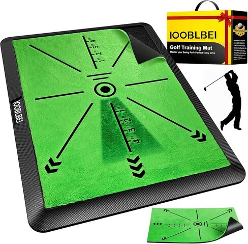 Golf Hitting Mat, 16"x12" Golf Practice Mat with Swing Path Feedback, Artificial Simulated Replaceable Turf Golf Mat for Indoor Outdoor Home Training, Portable Golf Training Mat for Golfer in Kuwait