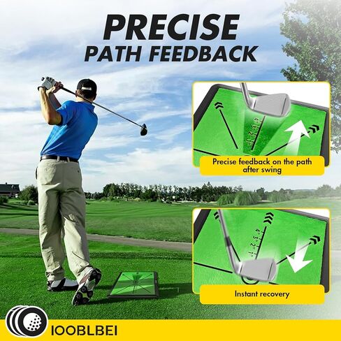 Golf Hitting Mat, 16"x12" Golf Practice Mat with Swing Path Feedback, Artificial Simulated Replaceable Turf Golf Mat for Indoor Outdoor Home Training, Portable Golf Training Mat for Golfer in Kuwait