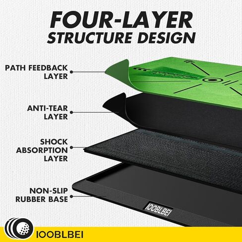 Golf Hitting Mat, 16"x12" Golf Practice Mat with Swing Path Feedback, Artificial Simulated Replaceable Turf Golf Mat for Indoor Outdoor Home Training, Portable Golf Training Mat for Golfer in Kuwait