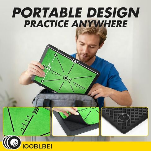 Golf Hitting Mat, 16"x12" Golf Practice Mat with Swing Path Feedback, Artificial Simulated Replaceable Turf Golf Mat for Indoor Outdoor Home Training, Portable Golf Training Mat for Golfer in Kuwait