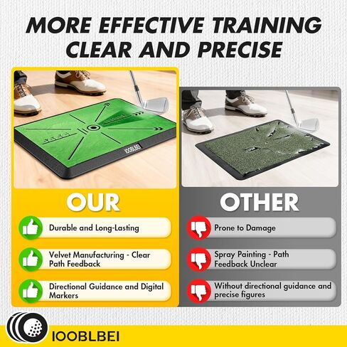Golf Hitting Mat, 16"x12" Golf Practice Mat with Swing Path Feedback, Artificial Simulated Replaceable Turf Golf Mat for Indoor Outdoor Home Training, Portable Golf Training Mat for Golfer in Kuwait