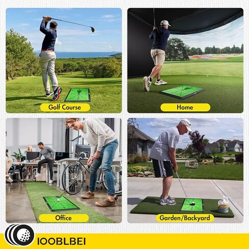 Golf Hitting Mat, 16"x12" Golf Practice Mat with Swing Path Feedback, Artificial Simulated Replaceable Turf Golf Mat for Indoor Outdoor Home Training, Portable Golf Training Mat for Golfer in Kuwait