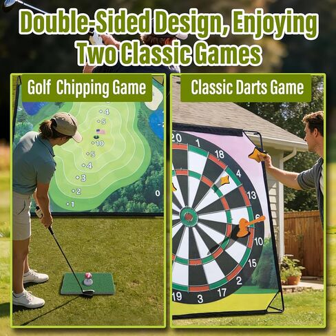 Golf Chipping Game with Hitting Mat, 70"x70" Double-Sided Mat with Classic Darts Game, Portable Outdoor/Indoor Practice Set for Adults, Comprehensive Accessories for Junior Golfer in Kuwait