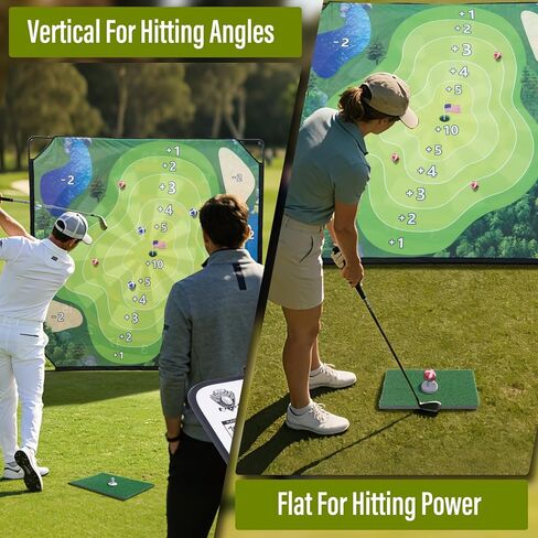 Golf Chipping Game with Hitting Mat, 70"x70" Double-Sided Mat with Classic Darts Game, Portable Outdoor/Indoor Practice Set for Adults, Comprehensive Accessories for Junior Golfer in Kuwait