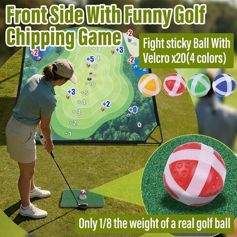 Golf Chipping Game with Hitting Mat, 70"x70" Double-Sided Mat with Classic Darts Game, Portable Outdoor/Indoor Practice Set for Adults, Comprehensive Accessories for Junior Golfer in Kuwait