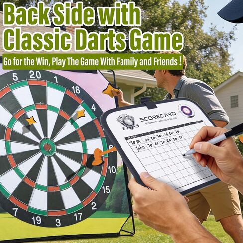Golf Chipping Game with Hitting Mat, 70"x70" Double-Sided Mat with Classic Darts Game, Portable Outdoor/Indoor Practice Set for Adults, Comprehensive Accessories for Junior Golfer in Kuwait