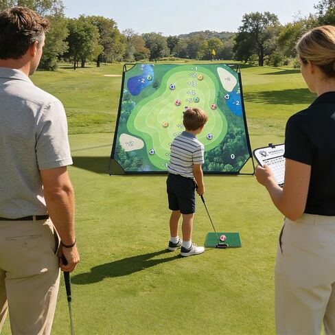 Golf Chipping Game with Hitting Mat, 70"x70" Double-Sided Mat with Classic Darts Game, Portable Outdoor/Indoor Practice Set for Adults, Comprehensive Accessories for Junior Golfer in Kuwait