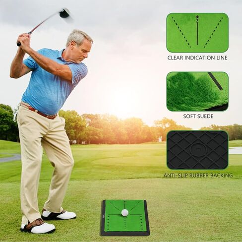 Golf Hitting Mat with Swing Path Feedback – Dual Velvet Replaceable Top, 16x12 in for Indoor/Outdoor Driving, Chipping & Putting Practice – Gift for Golfers in Saudi Arabia