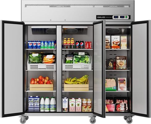 مجموعة ثلاجة بفريزر عمودي تجاري من Coolake، 72 بوصة ث مناطق درجة حرارة مزدوجة، 54 قدم مكعب من الفولاذ المقاوم للصدأ، 3 أبواب تصل إلى الفريزر لمطعم البار والمتجر والمطبخ والكنيسة المدرسية in Kuwait