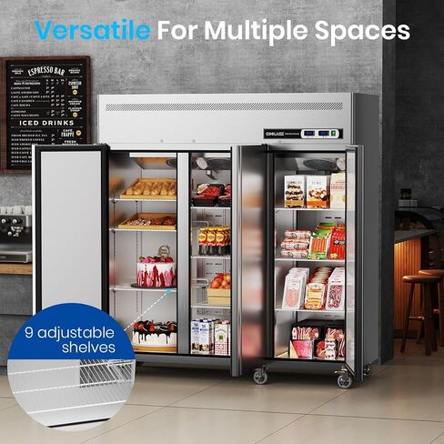 مجموعة ثلاجة بفريزر عمودي تجاري من Coolake، 72 بوصة ث مناطق درجة حرارة مزدوجة، 54 قدم مكعب من الفولاذ المقاوم للصدأ، 3 أبواب تصل إلى الفريزر لمطعم البار والمتجر والمطبخ والكنيسة المدرسية in Kuwait