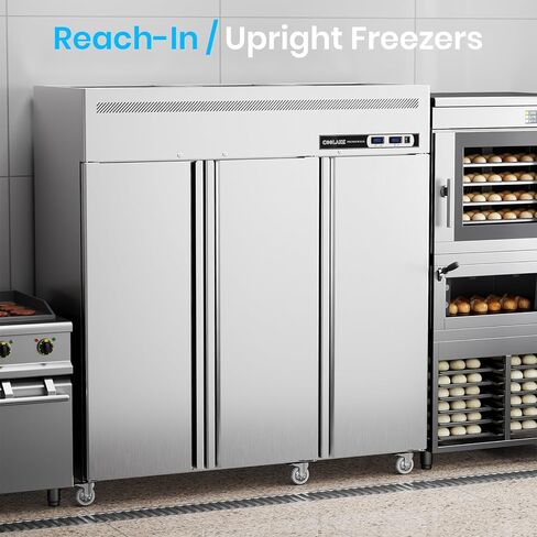 مجموعة ثلاجة بفريزر عمودي تجاري من Coolake، 72 بوصة ث مناطق درجة حرارة مزدوجة، 54 قدم مكعب من الفولاذ المقاوم للصدأ، 3 أبواب تصل إلى الفريزر لمطعم البار والمتجر والمطبخ والكنيسة المدرسية in Kuwait