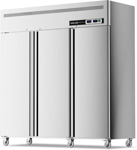 مجموعة ثلاجة بفريزر عمودي تجاري من Coolake، 72 بوصة ث مناطق درجة حرارة مزدوجة، 54 قدم مكعب من الفولاذ المقاوم للصدأ، 3 أبواب تصل إلى الفريزر لمطعم البار والمتجر والمطبخ والكنيسة المدرسية in Kuwait