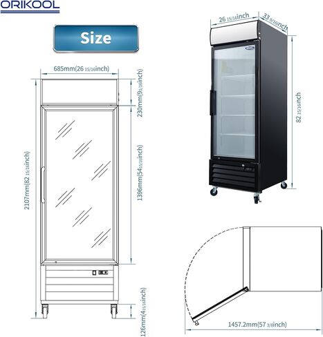 27" Commercial Upright Freezer with 1 Glass Door, 19 Cu.Ft Display Freezer, -8~-1℉, Reach-in Fan Cooling Freezer with 4 Shelves & LED Top Panel for Restaurant Diner Bar, ETL Approved in Saudi Arabia