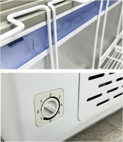 Chest Freezer Glass Door sliding Commercial Ice Cream Freezer 60" White Stand Alone Curve Display Top w Storage Baskets 17 Cu.FT sd551s in Kuwait