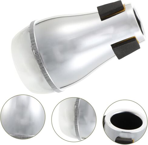 Generic كاتم صوت محمول من Abs Trombone كتم صوت شبه مغلق لممارسة Tenor وAlto Trombone، ملحق آلة موسيقية سهل التركيب باللون الفضي in Saudi Arabia